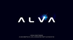 Alva, a bold and futuristic font, modern scifi typeface design. Alphabet vector illustration