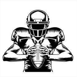 a black and white illustration of an american football player
