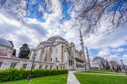 Side view of Suleymaniye Mosque in Istanbul. Suleymaniye mosque is a famous mosque in Turkey. 