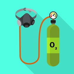 Flat medical oxygen cylinder vector icon. Illustration of flat medical oxygen cylinder vector icon for web design