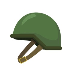 Military helmet vector illustration in flat design with green color isolated on white background