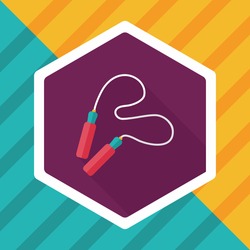 Skipping rope flat icon with long shadow