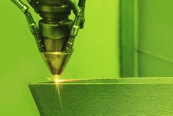 Laser sintering machine for metal. Metal is sintered under the action of laser into shape. DMLS, SLM, SLS. Modern additive technologies 4.0 industrial revolution