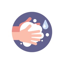 Washing hands with soap. Washing hands with soap to prevent virus and bacteria.Vector illustration. Isolated on white background. 
