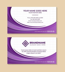 Business card design template for company corporate style. multicolored Purple gradient colors. Vector illustration. Creative identity card, Contact card for company, Two sided background. rectangle