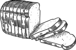 Bread loaf sliced Hand draw line art Food Illustration