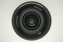 The close up of black camera lens kit capture by macro lens 