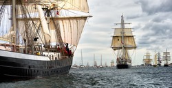 Sailing ship race. Tall Ships.Yachting and Sailing. Cruises. Luxury holidays