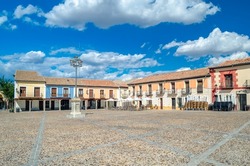 Main square (called Plaza de Segovia) in the town of Navalcarnero, Community of Madrid, Spain. It is a beautiful medieval Castilian arcaded square