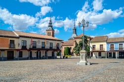 Main square (called Plaza de Segovia) in the town of Navalcarnero, Community of Madrid, Spain. It is a beautiful medieval Castilian arcaded square