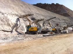 Drilling and blasting works during a highway / road construction project