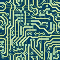 High tech schematic seamless vector texture - blue electronic circuit board