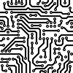Circuit board vector texture. Computer nanotechnology elements seamless pattern.