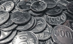 Coins background. Indonesia rupiah coins. cent coins. rupiah cents