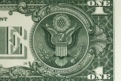 Great Seal of the United States on a one US Dollar bill.