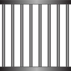 realistic prison metal bars isolated on white background. Iron jail cage. Prison fence jail.