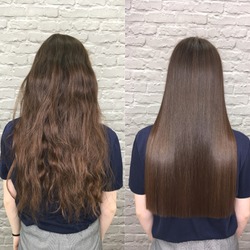 Sick, cut and healthy hair. Before and after treatment.