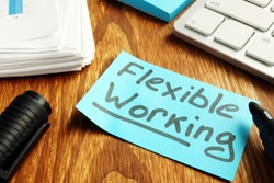 Flexible working policy concept. Piece of paper on table.