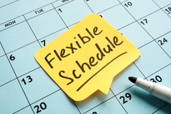 Flexible schedule handwritten memo on the calendar.
