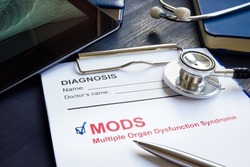 Diagnosis MODS multiple organ dysfunction syndrome and pen.