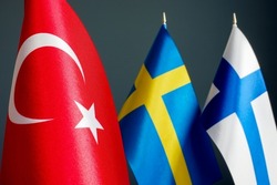 Flags of Turkey, Sweden and Finland as diplomatic relations.