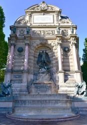 Fontaine Saint-Michel at the Latin Quarter, Paris, France. 