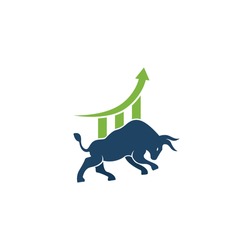 Financial bull logo design. Trade Bull Chart, finance logo. Economy finance chart bar business productivity logo icon.