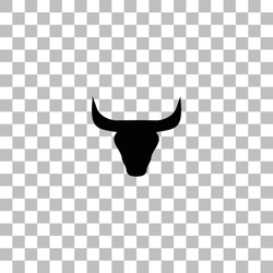 Bull Head. Black flat icon on a transparent background. Pictogram for your project