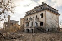 large abandoned house, ruined area