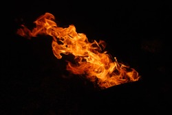 
Bright flame of fire on a black background