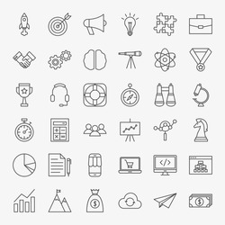 Startup Line Icons. Vector Set of Outline Web Development Symbols.
