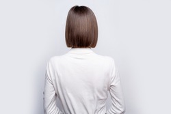 Fashion Woman with Short Hair White Background
