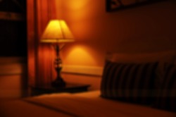 Blurred soft lamp at bedroom for background