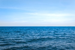 Landscape of sea horizon seascape under blue sky and cloud.
