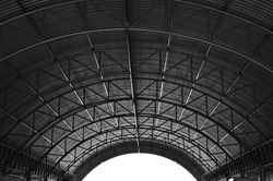 Arched roof steel structure the design for Food court open space.