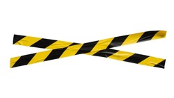 X shape barricade tape on white background with clipping path