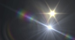 Image of white light with beam and prismatic lens flare on dark background. electricity, light technology, communication and science research concept digitally generated image.