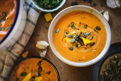 Pumpkin soup food photography recipe idea