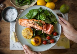 Grilled salmon food photography recipe idea