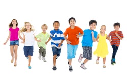 Happy Diverse Multi-ethnic Children Running