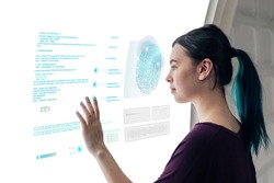 Girl coding on a interactive screen