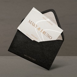 Luxury wedding invitation card in black envelope