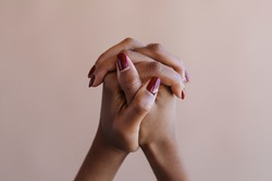 Praying hands gesture holding together