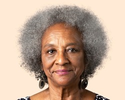 Smiling African senior woman, face portrait