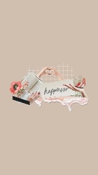 Happiness on a torn paper feminine collage