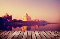 Taj Mahal India Seven Wonders Travel Destination Concept