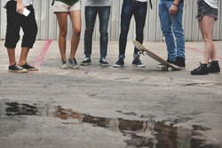People Friendship Skateboard Extreme Sport Team Concept