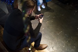 Men Use Mobile Phone Connection Social Network