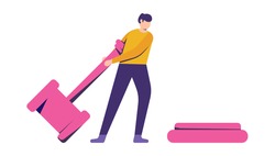 illustration of a person holding a large hammer. flat design. can be used for elements, landing pages, UI.