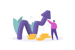 increased revenue, increased profit, increased sales. a data analyst who is analyzing a data growth. flat style. people vector illustration design